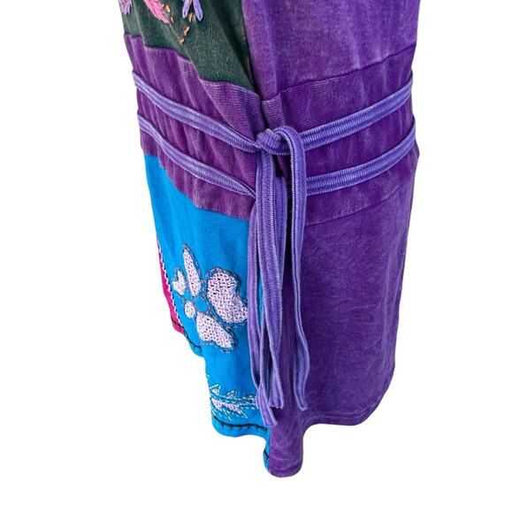 Karma Circle Tank Dress Medium Boho Patchwork Embroidery Hippie Festival Stretch - Picture 8 of 14